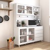 63" Large Kitchen Hutch Cabinet with Microwave Shelf, 4 Glass Doors & 4 Drawers for Pantry Dining Room-3irtyhousy - 3 of 4
