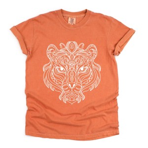 Tiger Face Mandala - Women's Garment Dyed Graphic T-Shirt - 1 of 4
