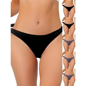 INSPIRE CHIC Women's Unlined Satin Invisible Bikini Comfortable No-Show Thongs 6 Packs - 1 of 4