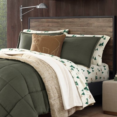 Twin Green Microfiber Down Alternative Reversible Comforter Set