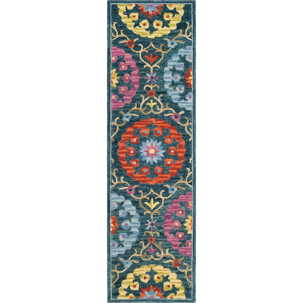  Lakesha Floral Hooked Rug Blue/Multi
