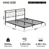 Hausource Floating Bed Frame with LED, Storage Headboard, Charging Station, No Box Spring Needed - 2 of 4