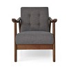 Mid Century Modern 1 Piece Wooden Fabric Upholstered Armchair,Tufted Comfy Reading Chair with Armrest,Living Room Bedroom Armchair-Coolbibila - 3 of 4