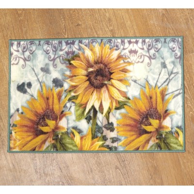 Lakeside Sunflower Farmhouse Bathroom Rug with Latex Nonslip Backing