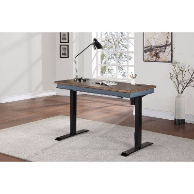 Fairmont Transitional Blue and Brown Adjustable Home Office Desk