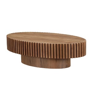 NicBex Oval Fluted Coffee Table for Living Room,Modern Handcraft Drum Center Table,Circle Wooden End Table - 1 of 4