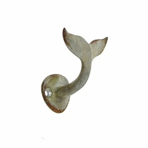 Slickblue Decorative Whale Hook, Wall Organizer, Rust Finish, Nautical Style, 2.5"x1.75"x3" - 1 of 3