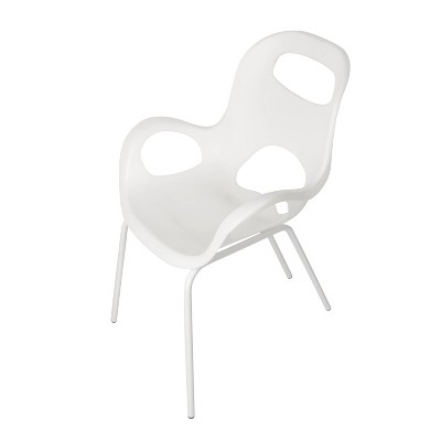 High White Metal Arm Chair with Nylon Feet