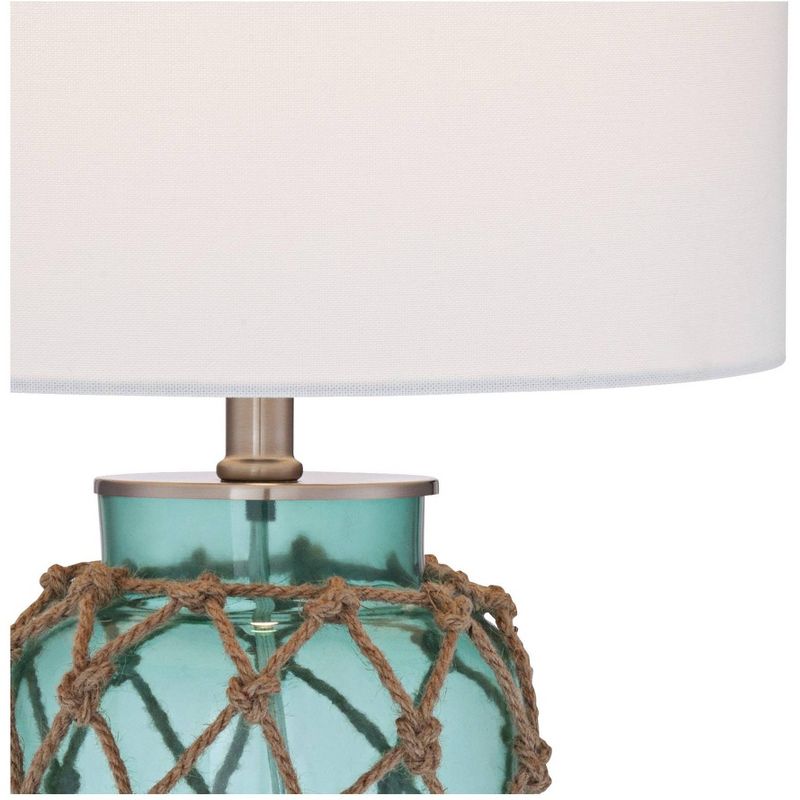 360 Lighting Crosby Coastal Accent Table Lamp 22 1/2" High Blue Green Glass Rope with Table Top Dimmer Off White Drum Shade for Bedroom Living Room, 3 of 7