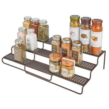 mDesign Adjustable, Expandable Metal Kitchen Spice Rack Organizer - Bronze