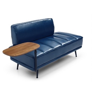 VYNXARIA 55 Inch Width Modern End of Bed Bench,Black Faux Leather Upholstered With side table,Entryway Ottoman,Window Bench with Metal Legs - 1 of 4