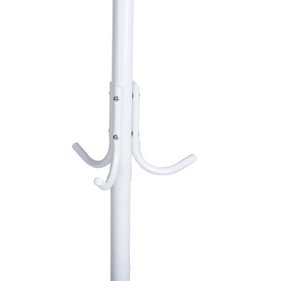 White Metal Floor-Standing Coat Rack with Umbrella Stand