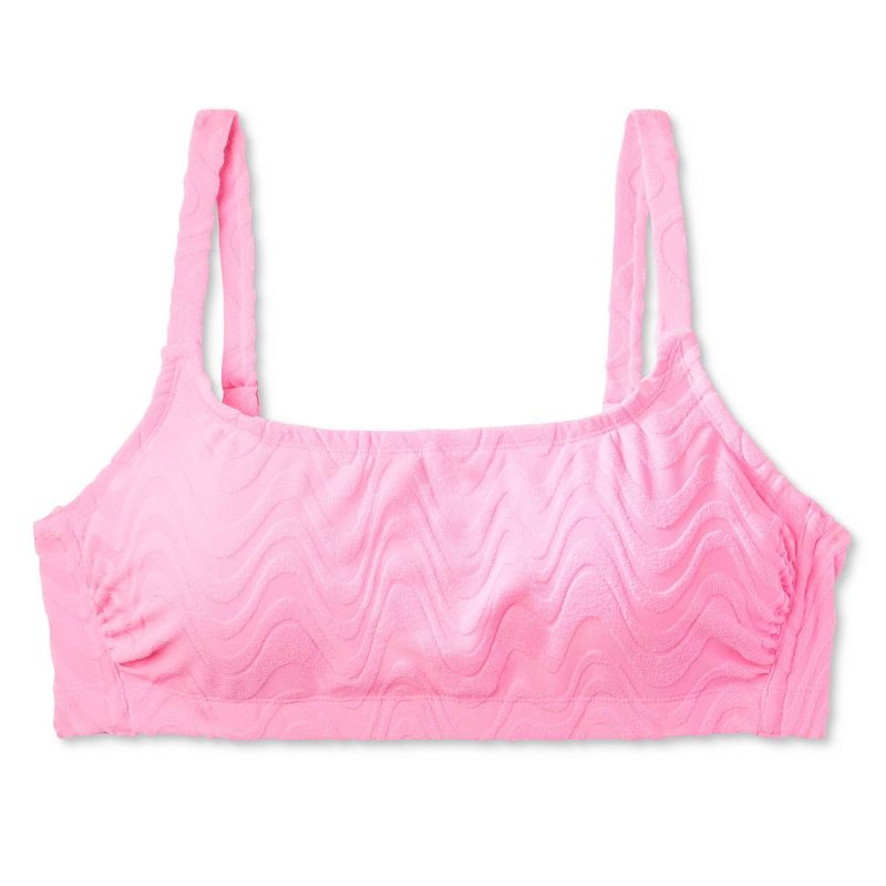 Women's Wavy Terry Textured Bralette Bikini Top - Wild Fable™ Light Pink, 6 of 14