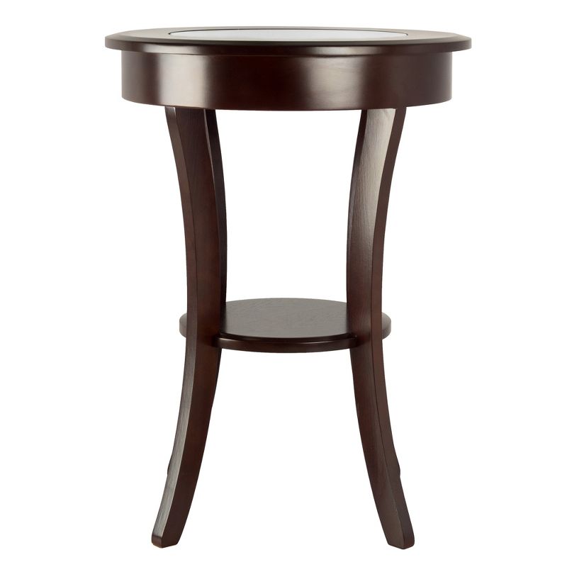 Cassie Round Accent Table with Glass - Cappuccino - Winsome, 3 of 7