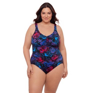 Aqua Green Women's Cinched V-Neck Shirred One Piece - 1 of 3