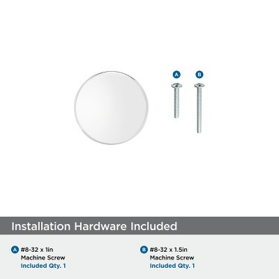 Polished Chrome Round Cabinet Knob with Mounting Hardware