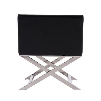 Hollywood Black Faux Leather and Metal Director's Accent Chair