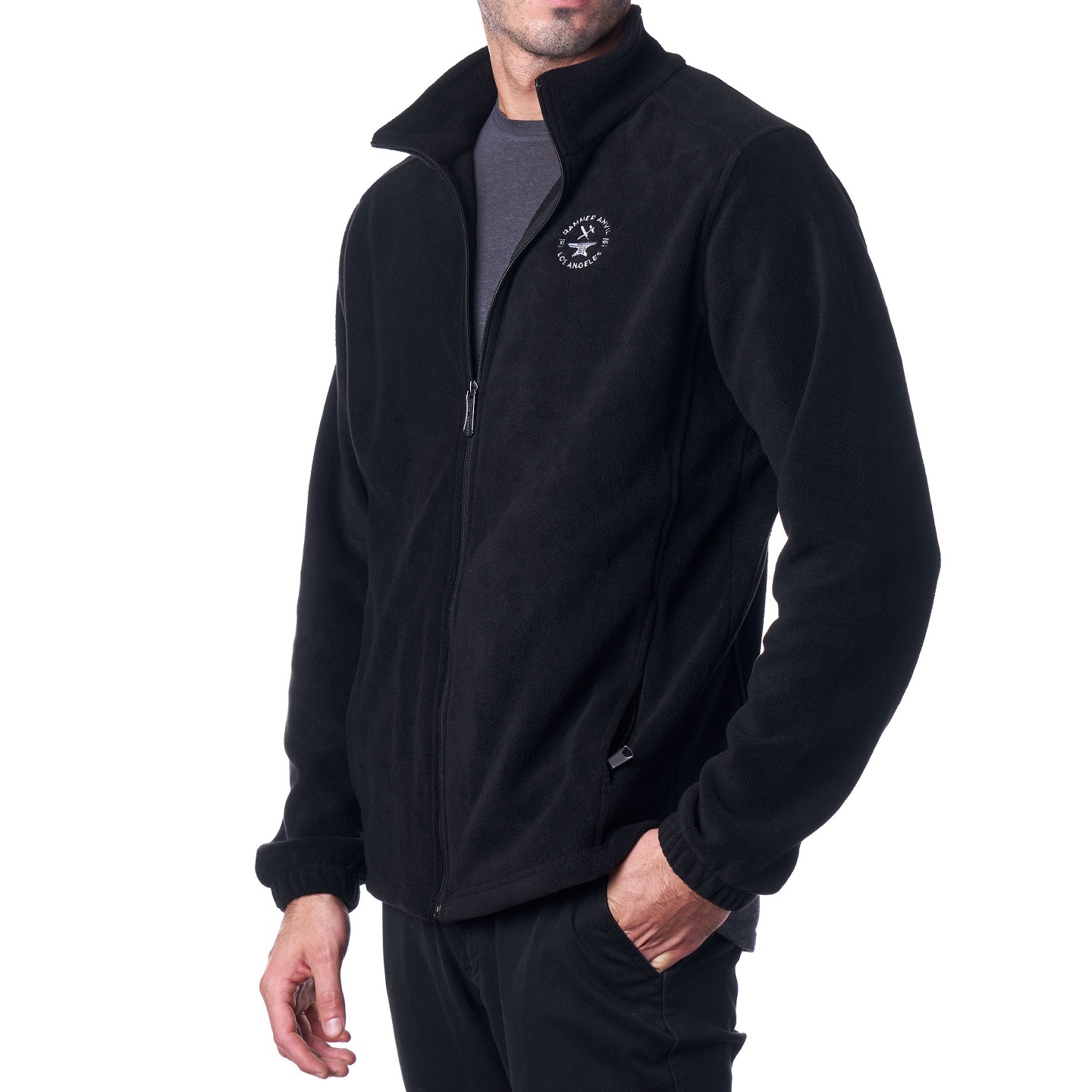 Мужская куртка Hammer Anvil Full Zip Up Warm Polar Fleece Jacket Medium BLK — фото 1