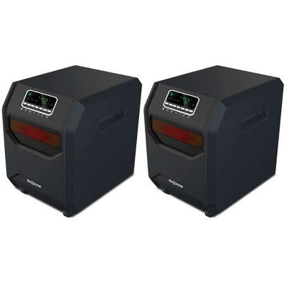 Lifesmart 4-Element Quartz Infrared Portable Large Room Electric Space Heater, Black (2 Pack)