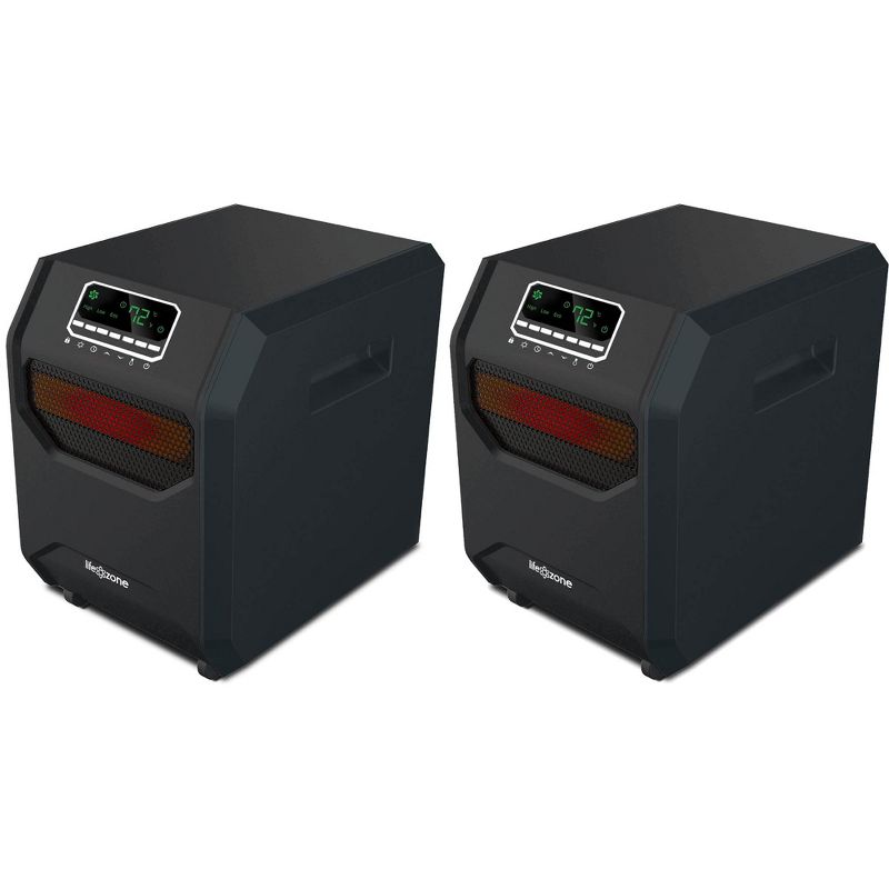 Lifesmart 4-Element Quartz Infrared Portable Large Room Electric Space Heater, Black (2 Pack), 1 of 7