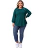 Women's Plus Size Ribbed Knit Button Decoration Crew Neck Long Sleeve Casual Tunic Blouses - Agnes Orinda - 3 of 4