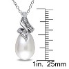 EVERLY JEWELRY | Sterling Silver 0.04 CT TW Diamond 9 - 9.5 MM White Freshwater Cultured Pearl Fashion Pendant With Chain, 18-inch - 2 of 4