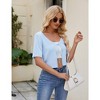 Womens Cropped Cardigan Tie Front Short Sleeve V Neck Tops Ribbed Knit Sweater Cardigan Open Front Cardigan Tie Front Soft Tops - 3 of 4
