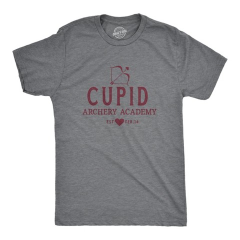 Мужские футболки Crazy Dog T-Shirts, Inc. Mens Cupid Archery Academy T Shirt Funny Valentines Day Shirt for Men - Crazy Dog Men's T Shirt for Valentines Gift Dark Grey S