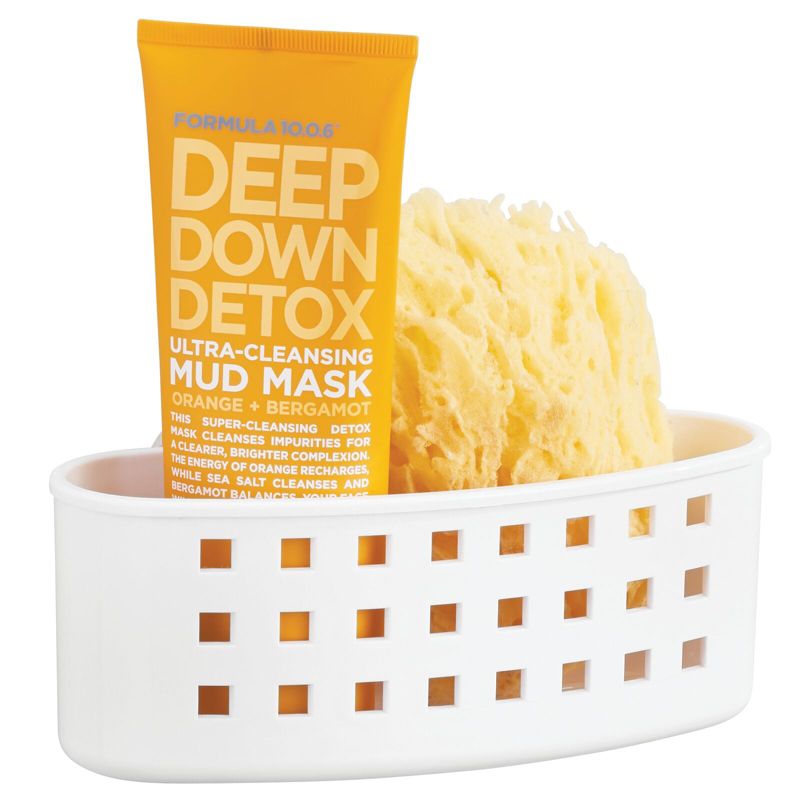 mDesign Plastic Suction Shower Caddy Storage Basket - Soap/Sponge Holder, 1 of 6