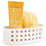 mDesign Plastic Suction Shower Caddy Storage Basket - Soap/Sponge Holder - White