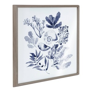 24" x 24" Blake Indigo Shells by Sara Berrenson Framed Printed Acrylic Gray - Kate & Laurel All Things Decor - 1 of 4