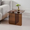 Lirago Tempered Smoke Glass Sofa Table-Multi-Purpose Brown Side Table 17.7"W * 17.7"L * 16.1"H - 4 of 4
