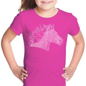 LA Pop Art Girl's Word Art T-shirt - Horse Mane - 1 of 4