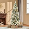 TopComfy Christmas Tree Stand Pre Lit Snow Flocked Slim Douglas Fir Tree with Easy Assembly for Modern Holiday Decor, Green, 26.8"*26.8"*70.8" - 2 of 4