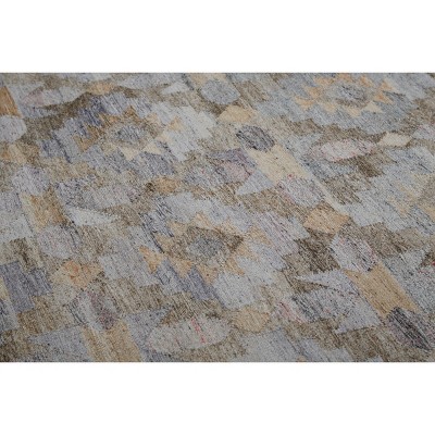 Gray Geometric Flat Woven Synthetic Area Rug 8' x 10'