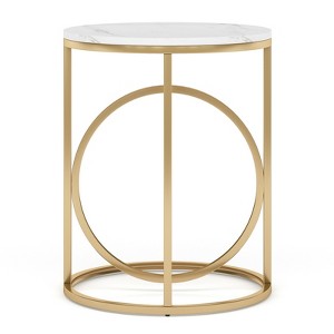 FONTOI 20'' Round End Table, Modern Accent Side Table with O-Shaped Base for Living Room, Bedroom, Gold&White, 19.69"*25.59"*19.69" - 1 of 4