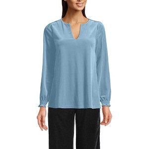 Lands' End Women's Long Sleeve Velvet Blouse - 1 of 4
