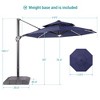 Sonkuki 11Ft LED Double Top Aluminum  LED Cantilever Patio Umbrella with Base for Patio Deck Garden - 3 of 4