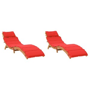 vidaXL Sun Loungers with Cushions 2 pcs Red Solid Wood Acacia - 1 of 1