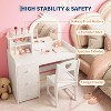 Vanity Desk with Mirror and Lights for Little Girls, Makeup Vanity Set with Drawers & Open Storage Shelves, Wooden Princess Dressing Table for Bedroom - 3 of 4