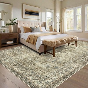 Washable Area Rugs, Non Slip Non Shedding Distressed Print Carpet, Stain Resistant Soft Floor Cover for Living Room Bedroom Dining Room Office Nursery - 1 of 4