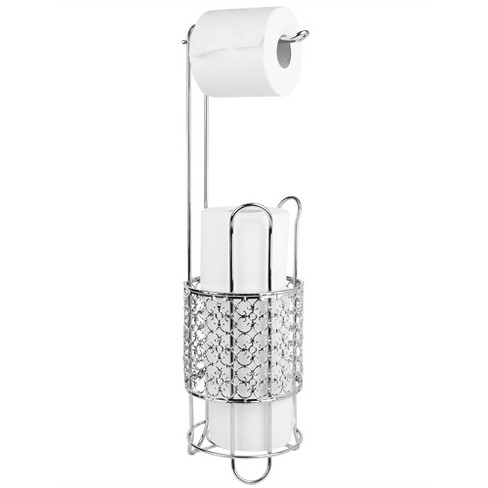 Home Basics Free-Standing Heavy Duty Sleek Dispensing Toilet Paper Holder,  Chrome, BATH ORGANIZATION