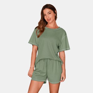 Women's Cozy Ribbed Knit Loungewear Set - Cupshe - 1 of 4