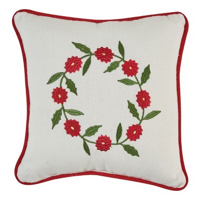 Park Designs Greenhow Tartan Embroidered Wreath Pillow - White