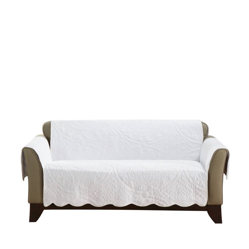 Floral Loveseat Furniture Protector White - Sure Fit, 1 of 6