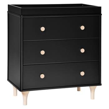 Babyletto Lolly 3-Drawer Changer Dresser with Removable Changing Tray - Black/Washed Natural