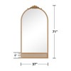 Dovelina Arched Solid Wood Top Carved Bottom Rattan Decorative Wall Mirror Large Mirror - 3 of 4