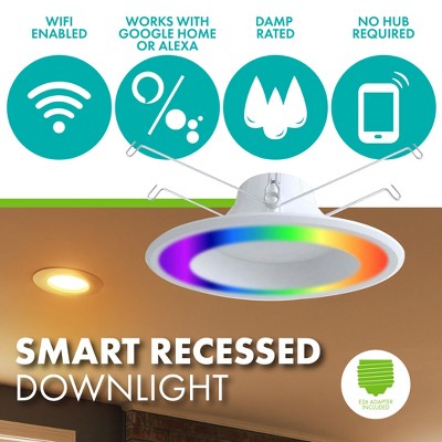White Smart Wi-Fi LED Recessed Downlight with RGB Color