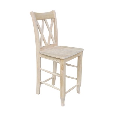 Eco-Friendly Parawood 24" Swivel Double X-Back Barstool - Unfinished