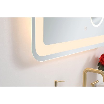 Glossy White 27x30 LED Mirror with Magnifier and Dimmer